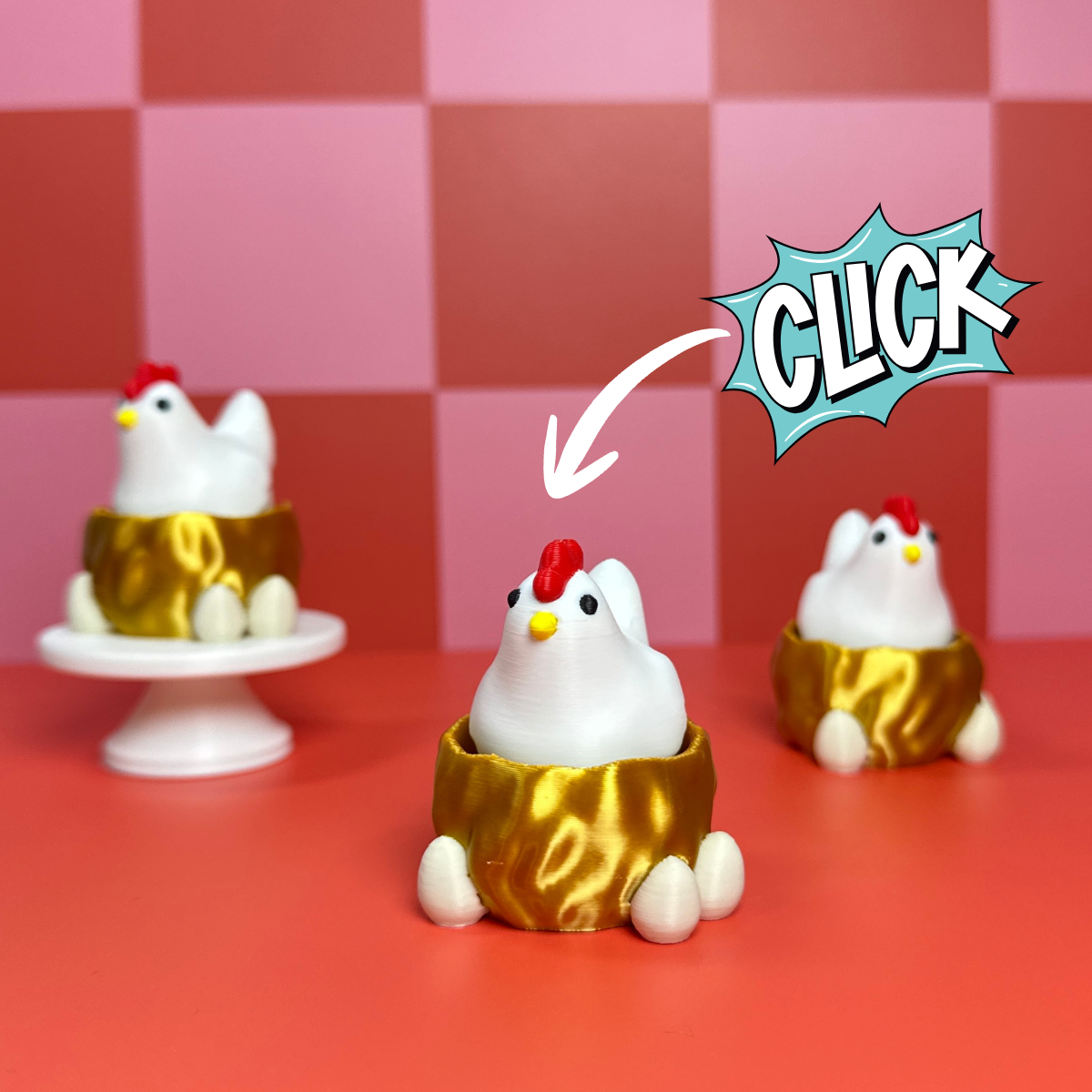 Chicken on a Nest | Keyboard Fidget | Click Fidget | 3D Printed Clicker