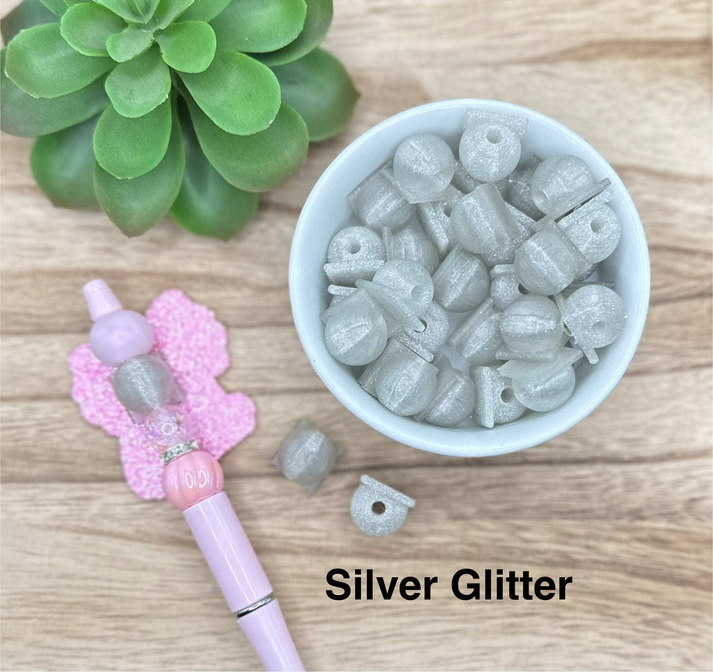 Beads for Acrylic Flatbacks 5 Pack | 3D Printed | Customizable Pen Accessories | Silicone Bead Pen Add-Ons