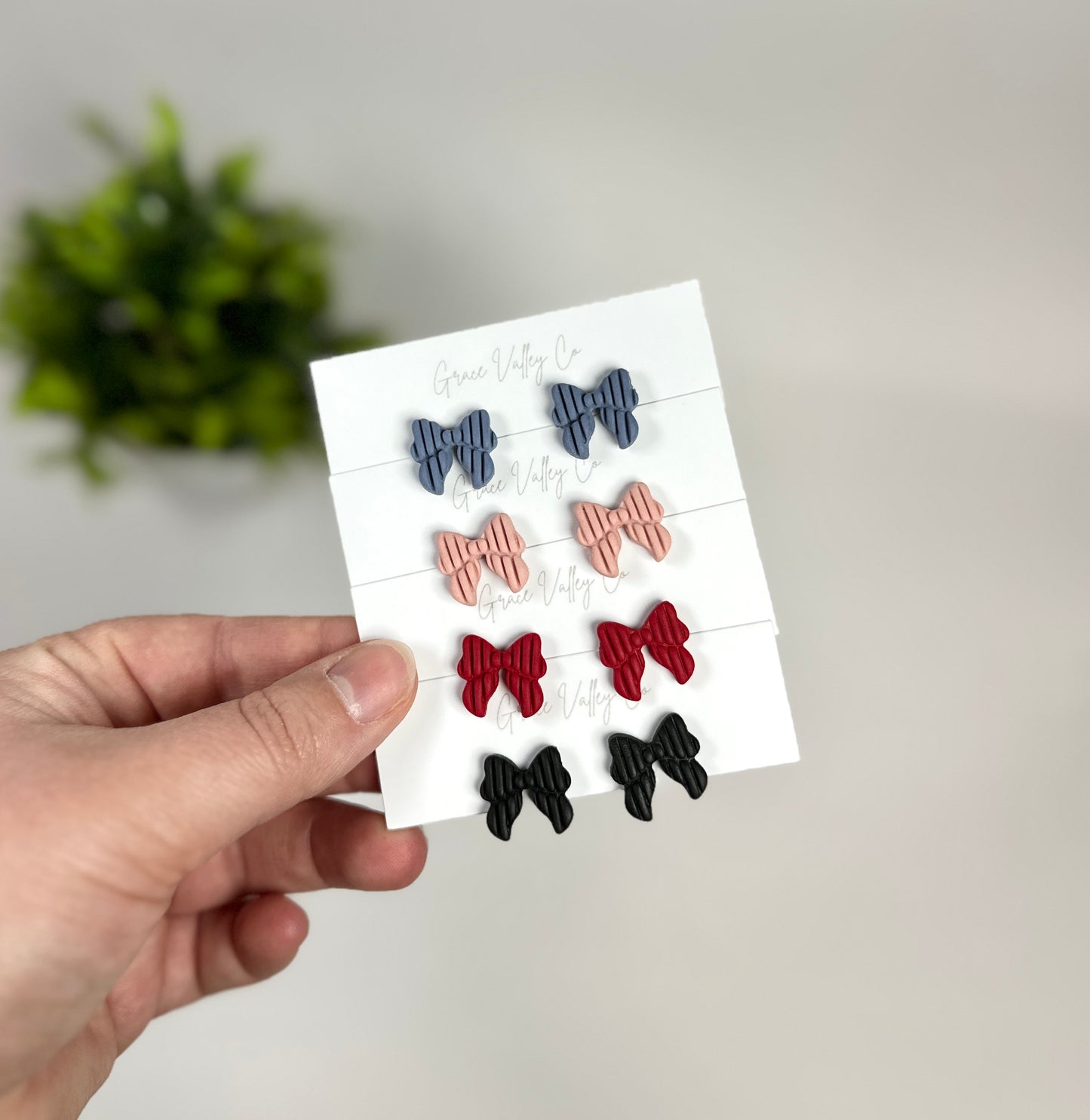 Clara | Bow Studs Polymer Clay Earrings