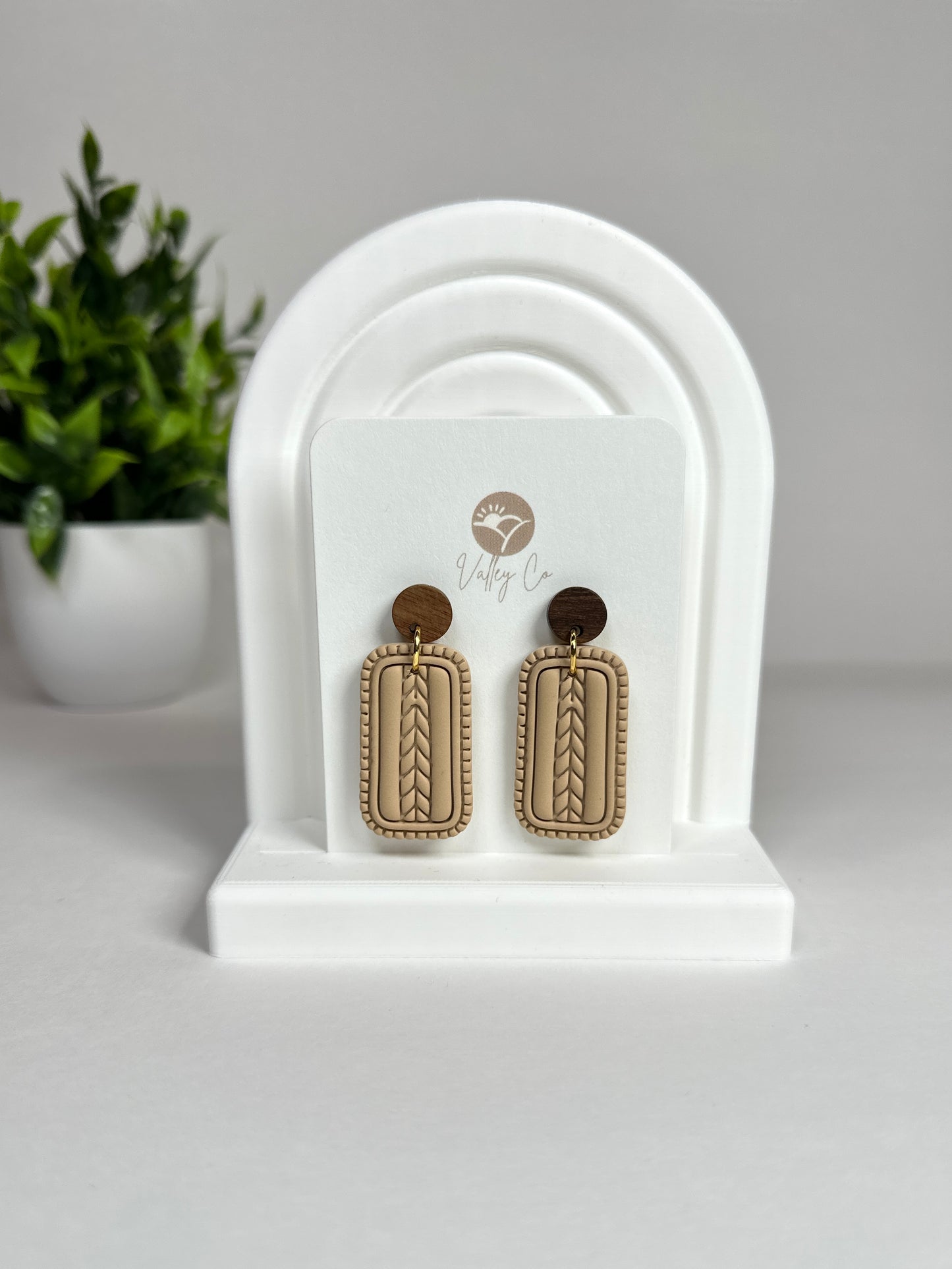 Sarah | Tan Clay Drop Earrings