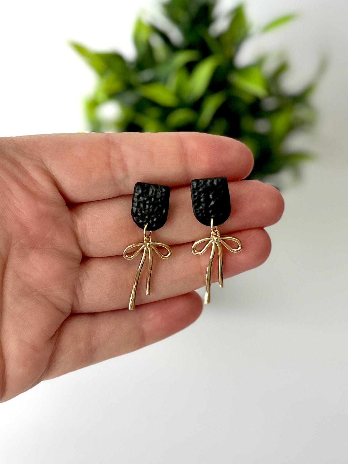 Olivia | Polymer Clay Bow Drop Earrings