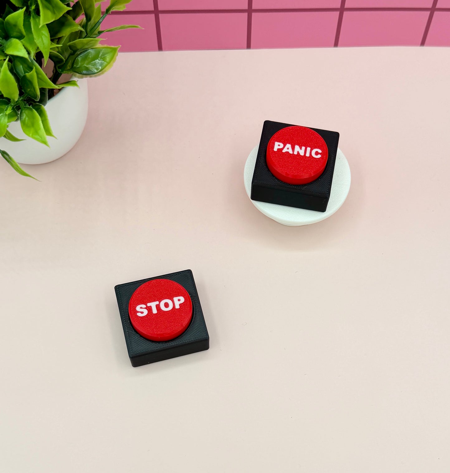 Red Button Panic Stop Fidget Clicker Novelty Collectible