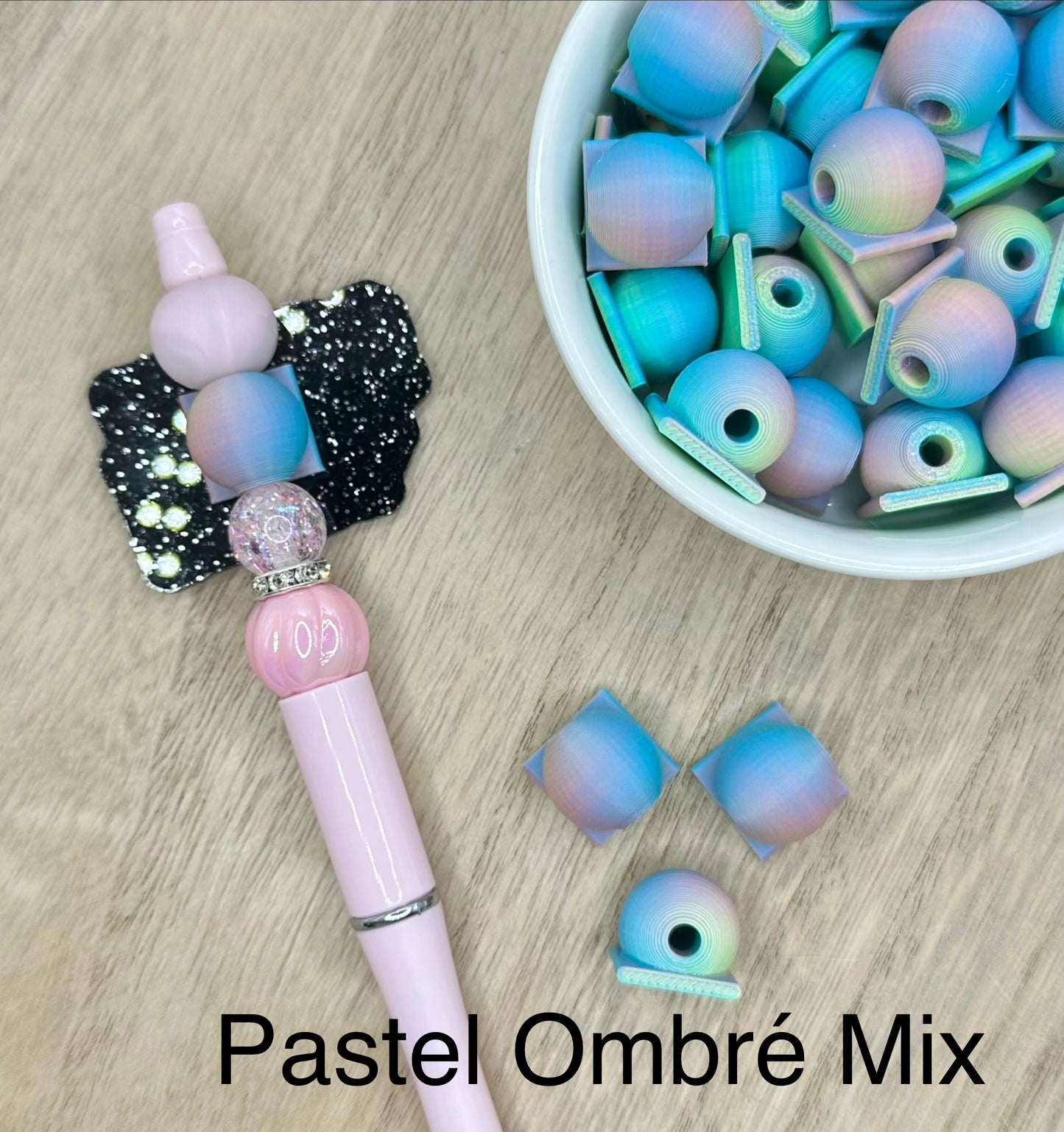 Beads for Acrylic Flatbacks 5 Pack | 3D Printed | Customizable Pen Accessories | Silicone Bead Pen Add-Ons