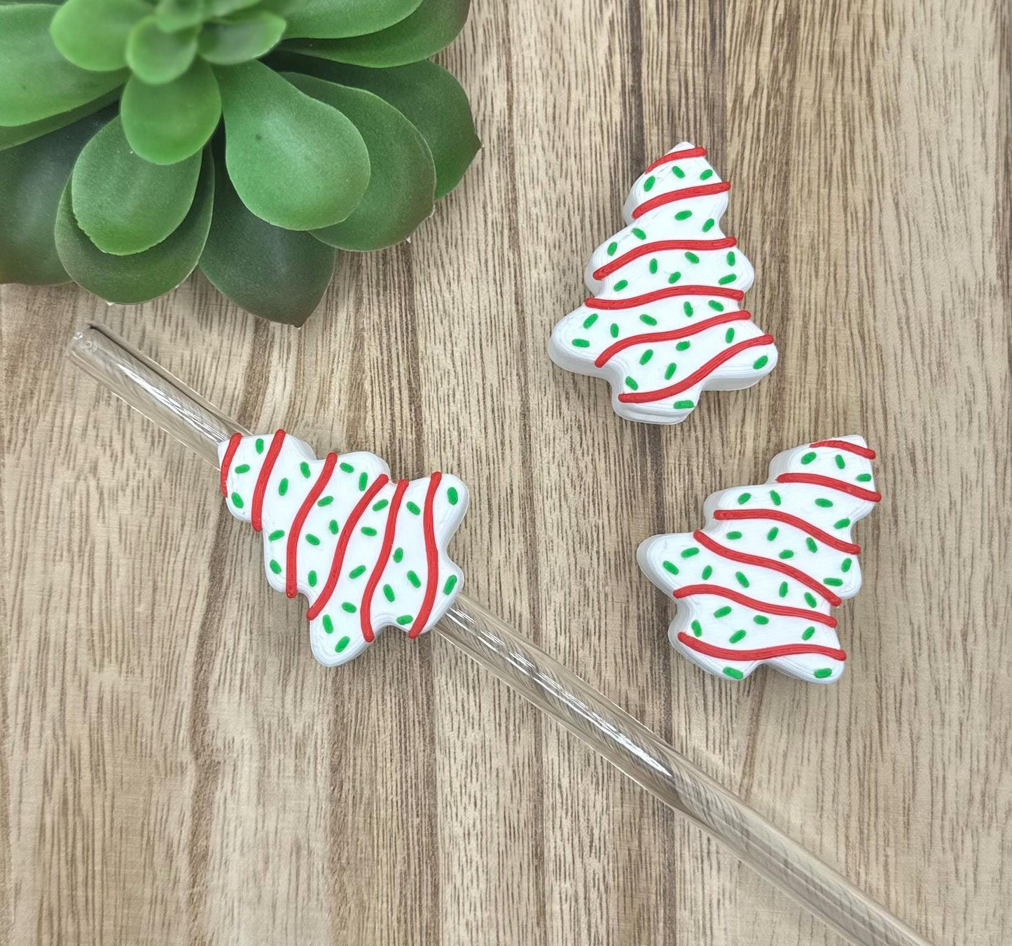 Christmas Tree Cake Straw Charm "Topper"