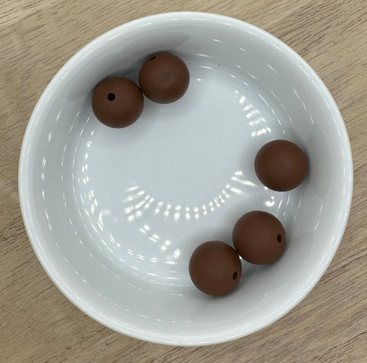 Brown | 15mm Round Silicone Beads