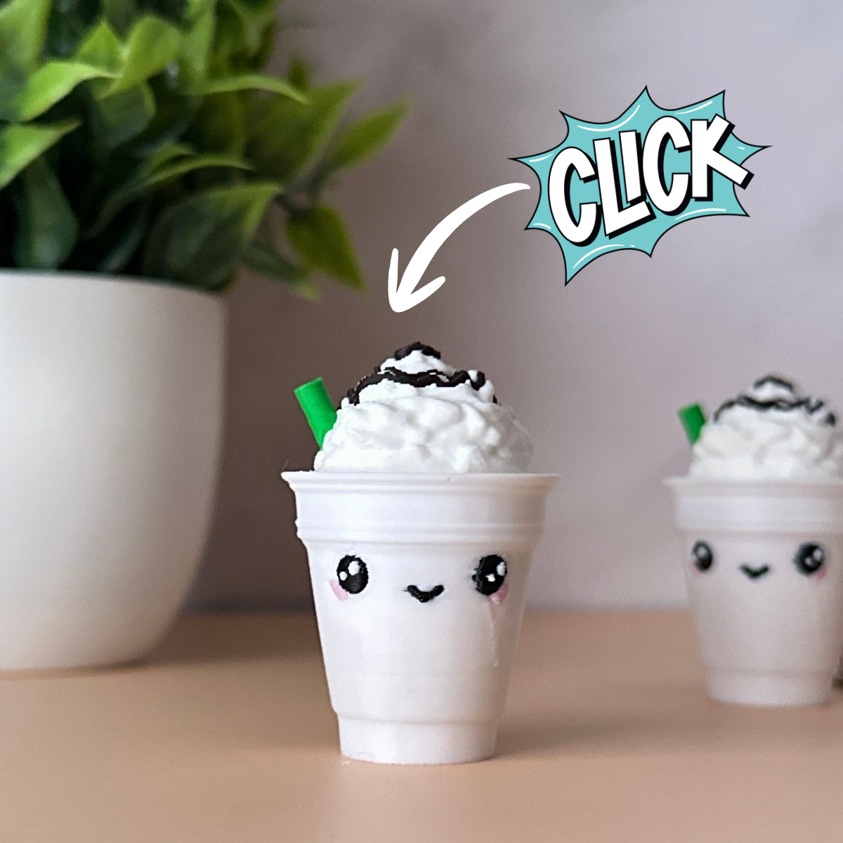 Frappe Coffee Clicker Keychain | Keyboard Fidget | Click Fidget | 3D Printed Clicker