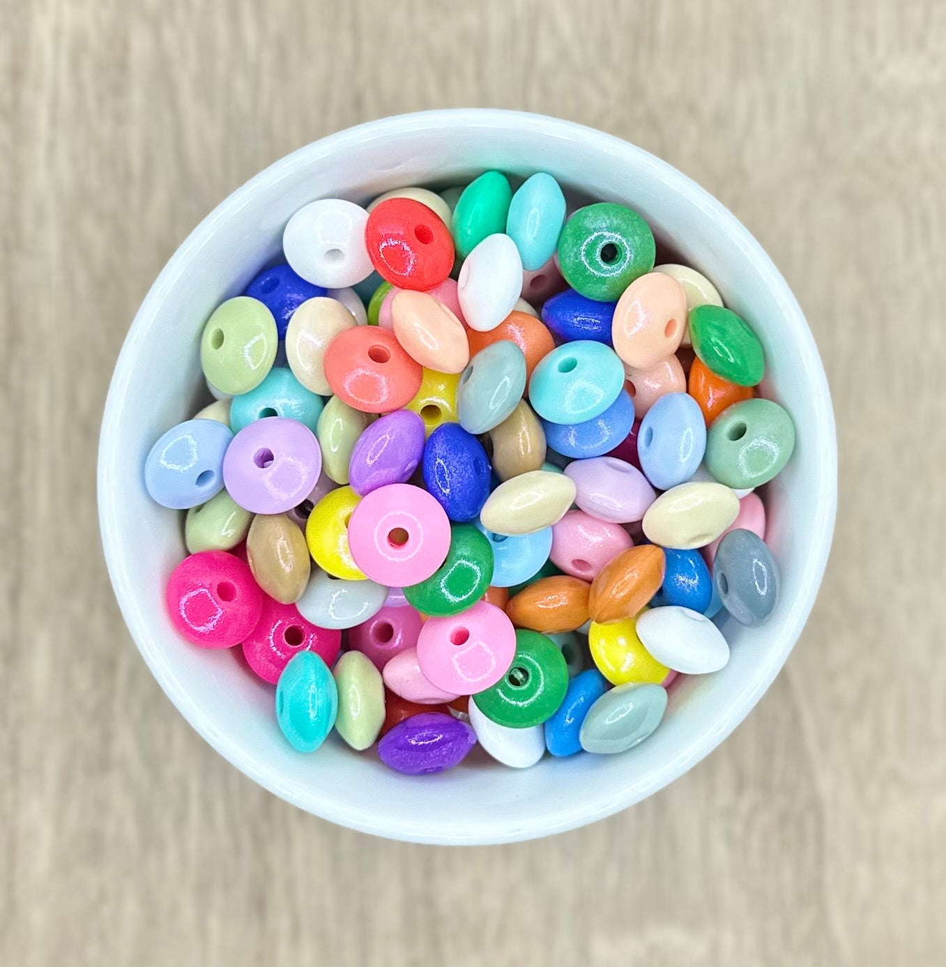 Opal Colors Mix Lentil 12mm Spacer Silicone Beads