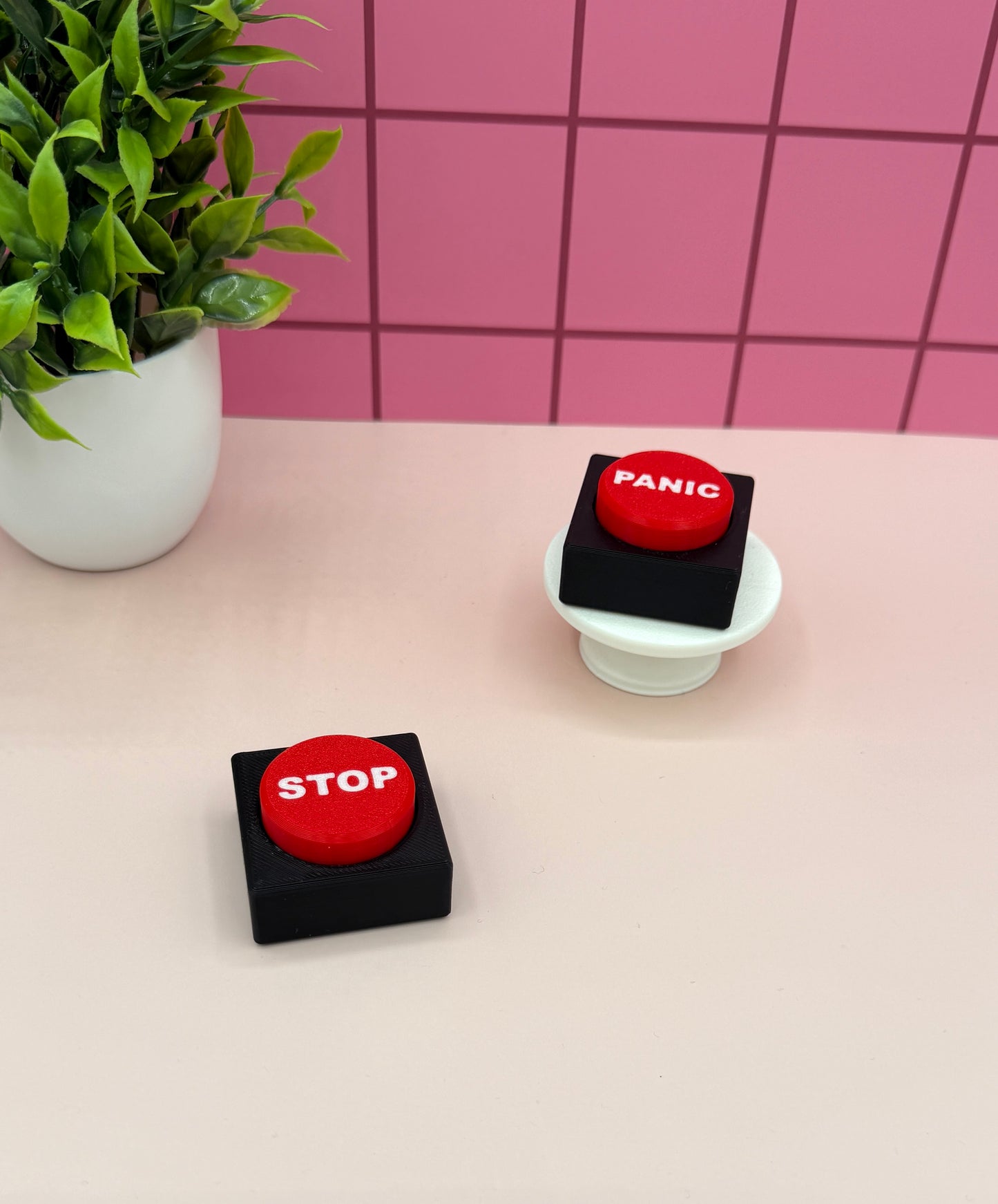 Red Button Panic Stop Fidget Clicker Novelty Collectible