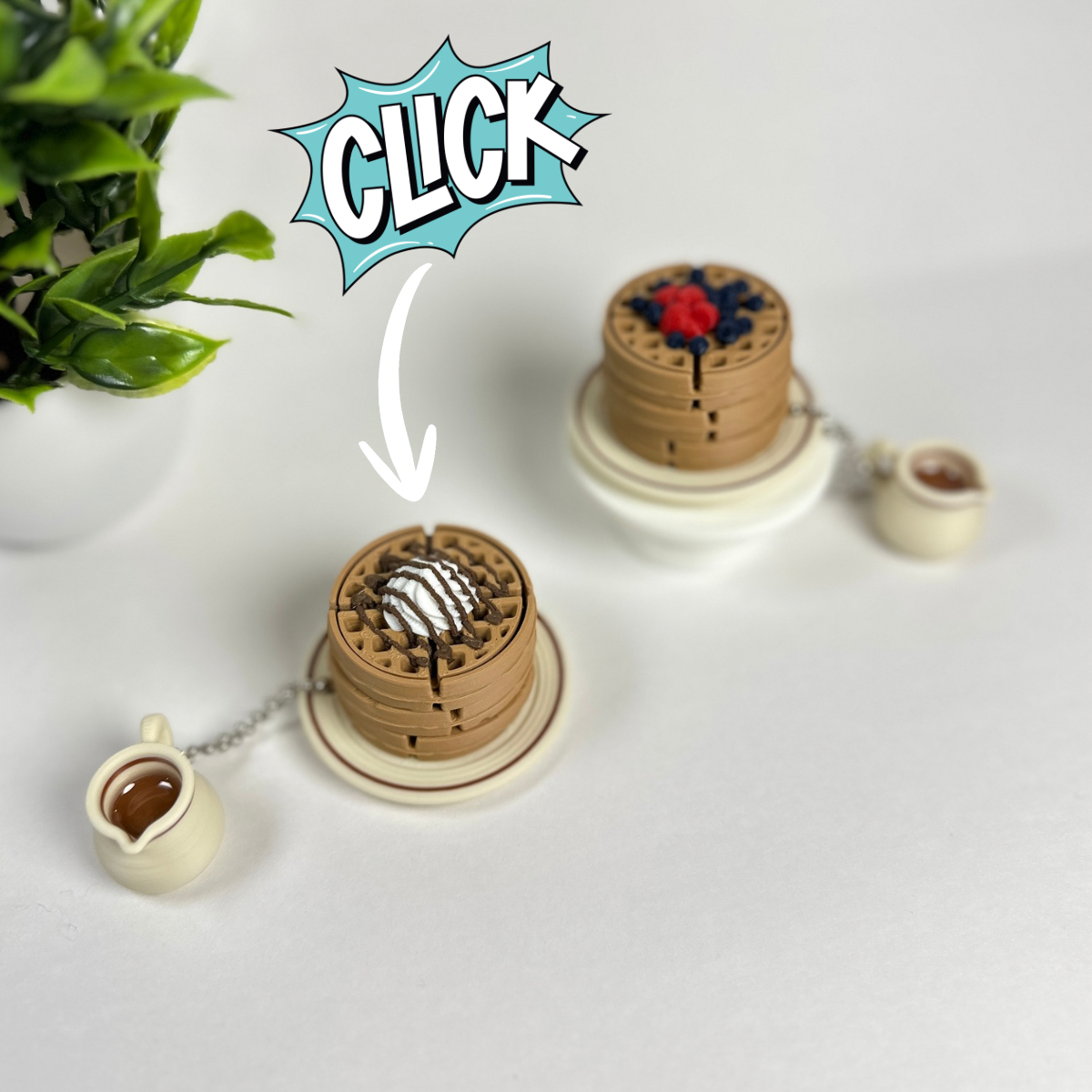 Waffle Stack Fidget Clicker Keychain