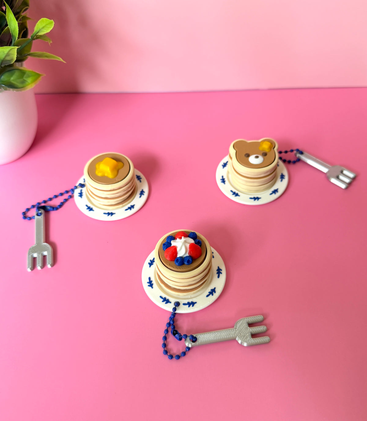 Pancake Stack with Fork Fidget Clicker Keychain