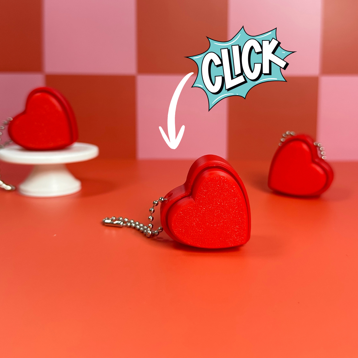 Red Heart | Keyboard Fidget | Click Fidget | 3D Printed Clicker