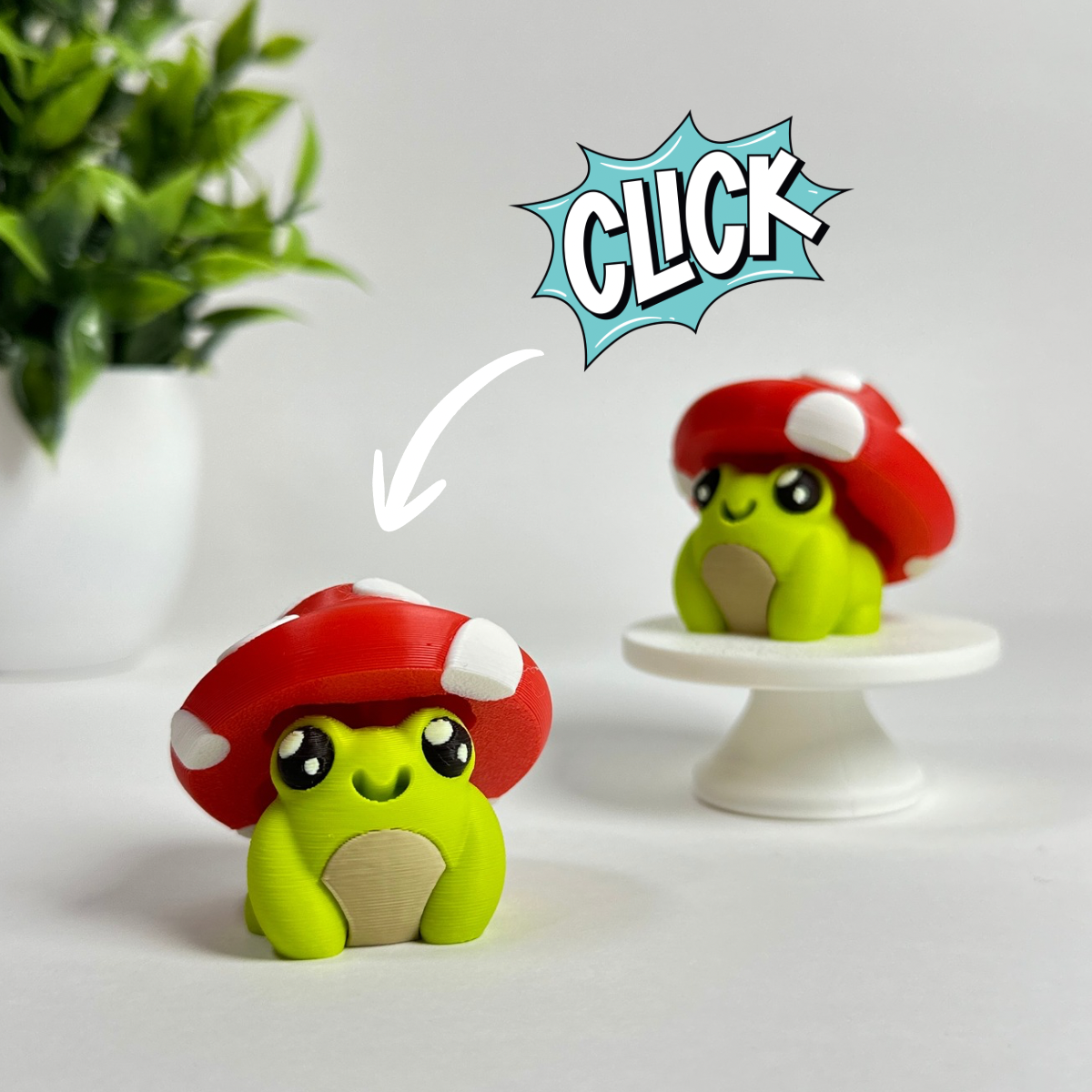 Frog with Toadstool Hat | Keyboard Fidget | Click Fidget | 3D Printed Clicker