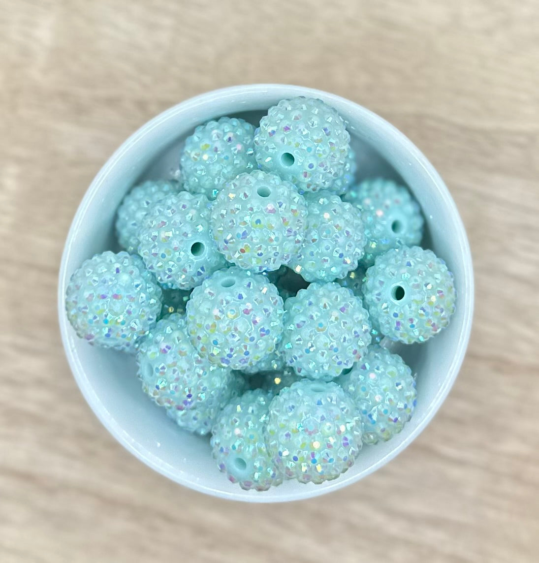 Mint Blue 20mm Rhinestone Acrylic Beads