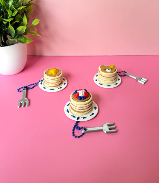 Pancake Stack with Fork Fidget Clicker Keychain