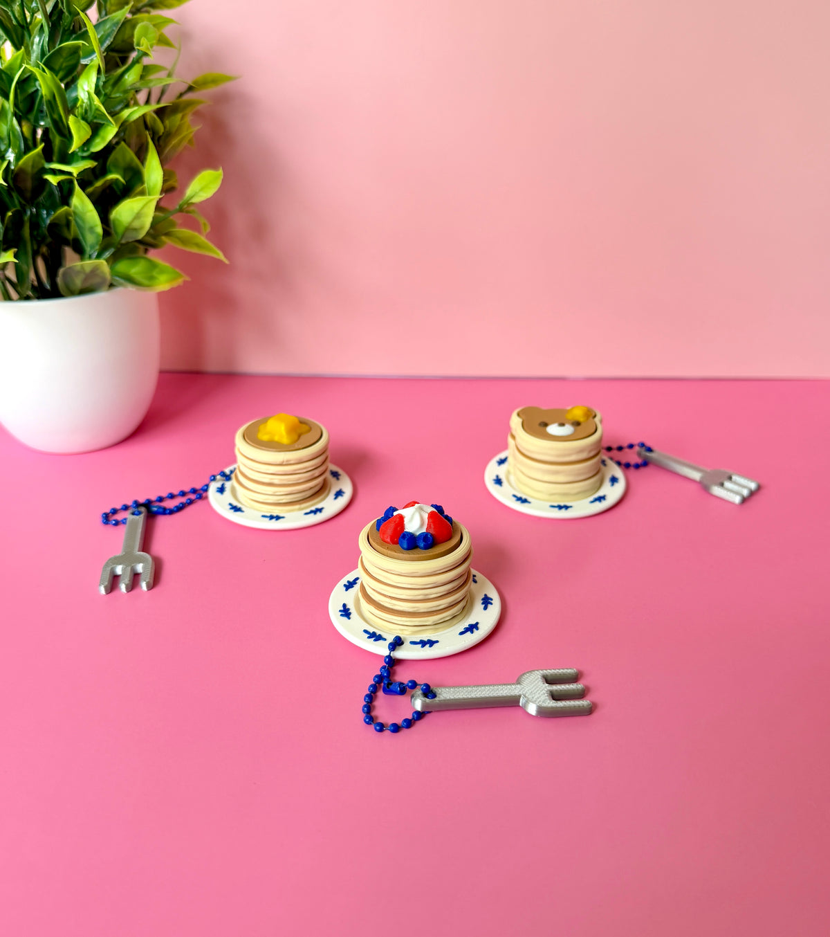 Pancake Stack with Fork Fidget Clicker Keychain