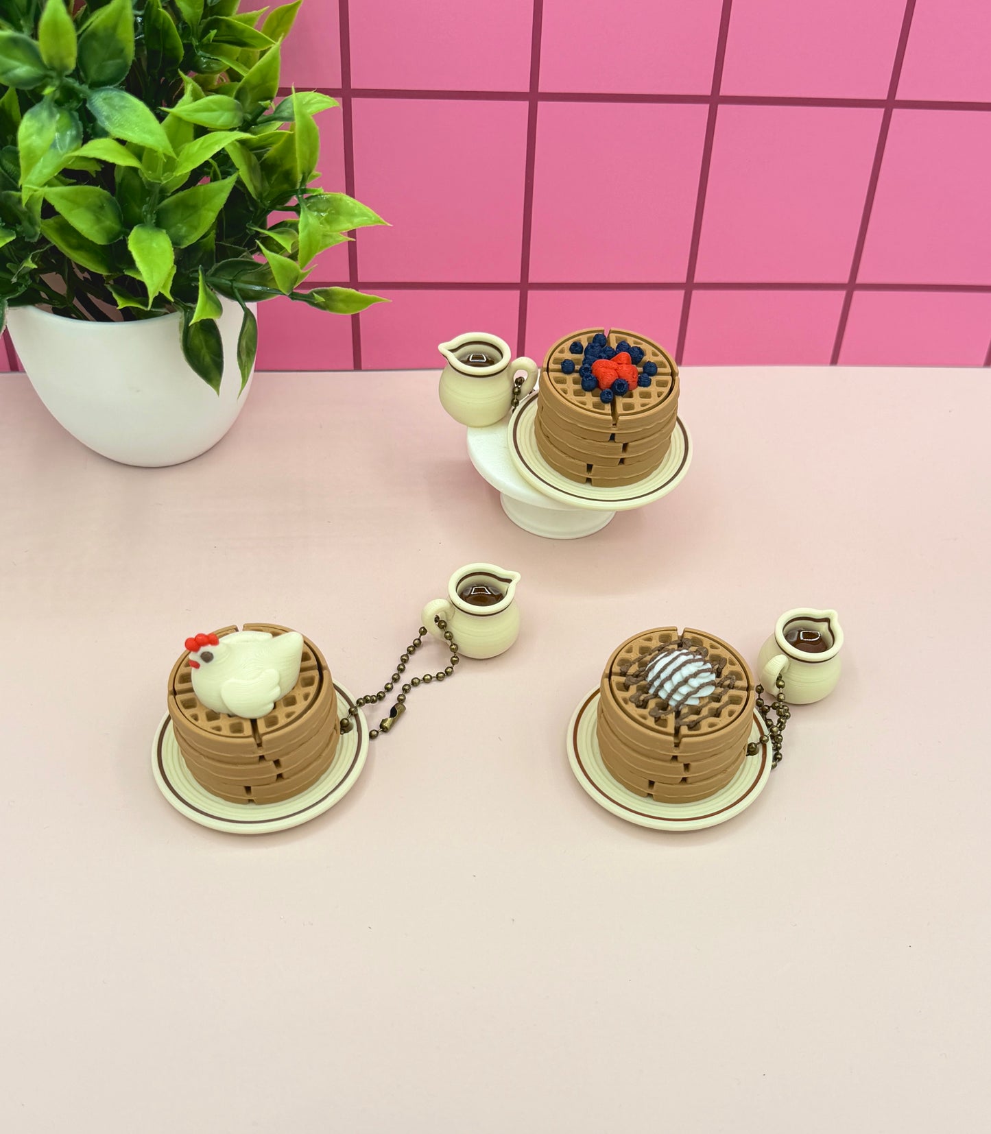 Waffle Stack Fidget Clicker Keychain