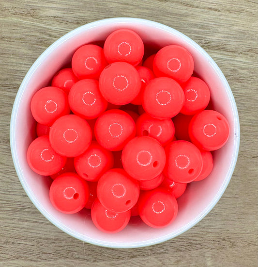 Neon Pink Liquid Gloss 15mm Round Silicone Beads