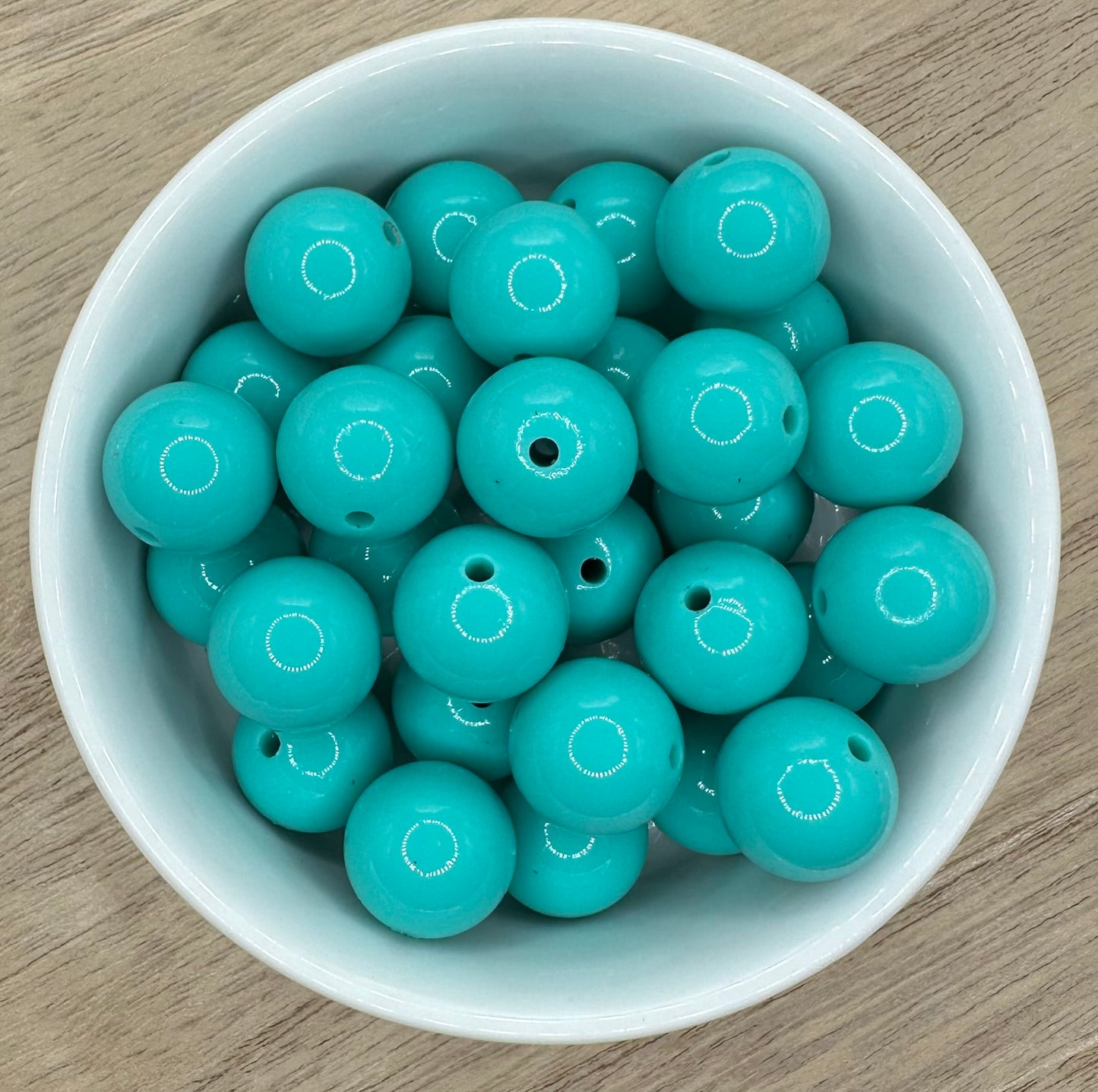 Aqua Teal Glossy Liquid 15mm Round Silicone Beads