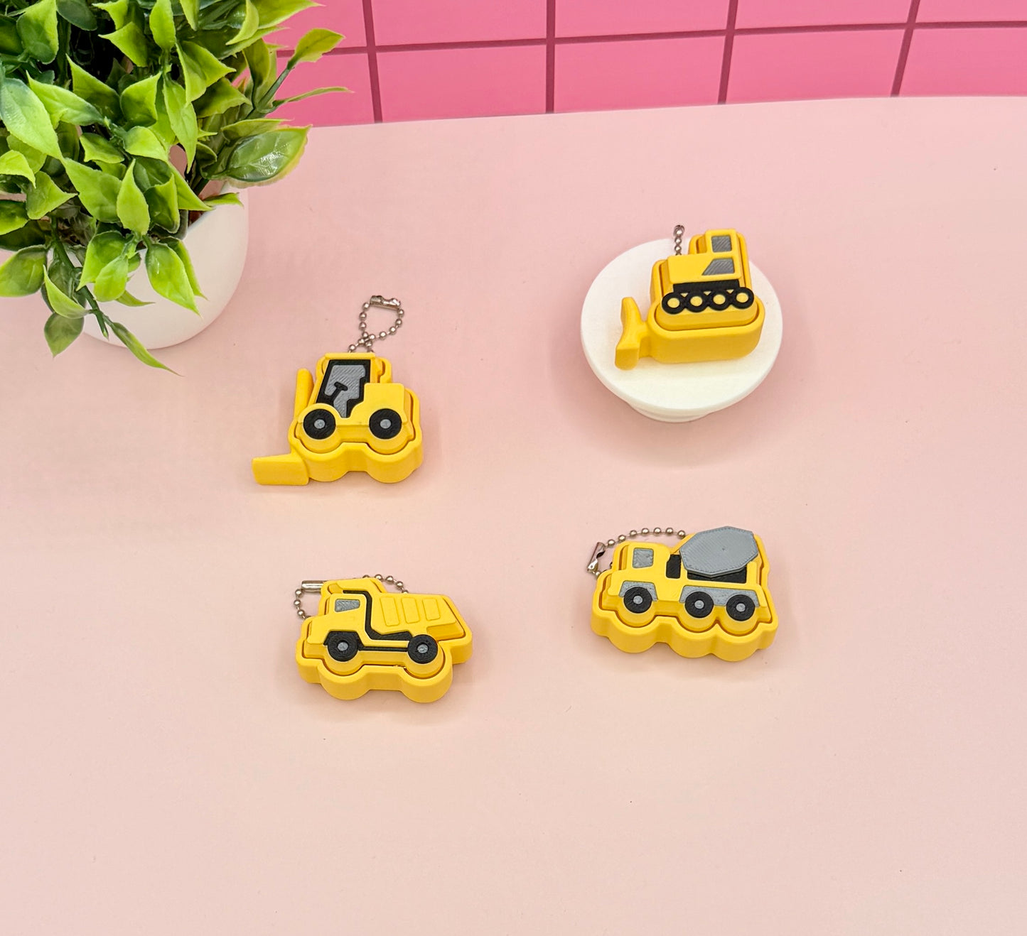 Heavy Machinery Dump Truck, Forklift, Bulldozer, Cement Truck Fidget Clicker Novelty Collectible