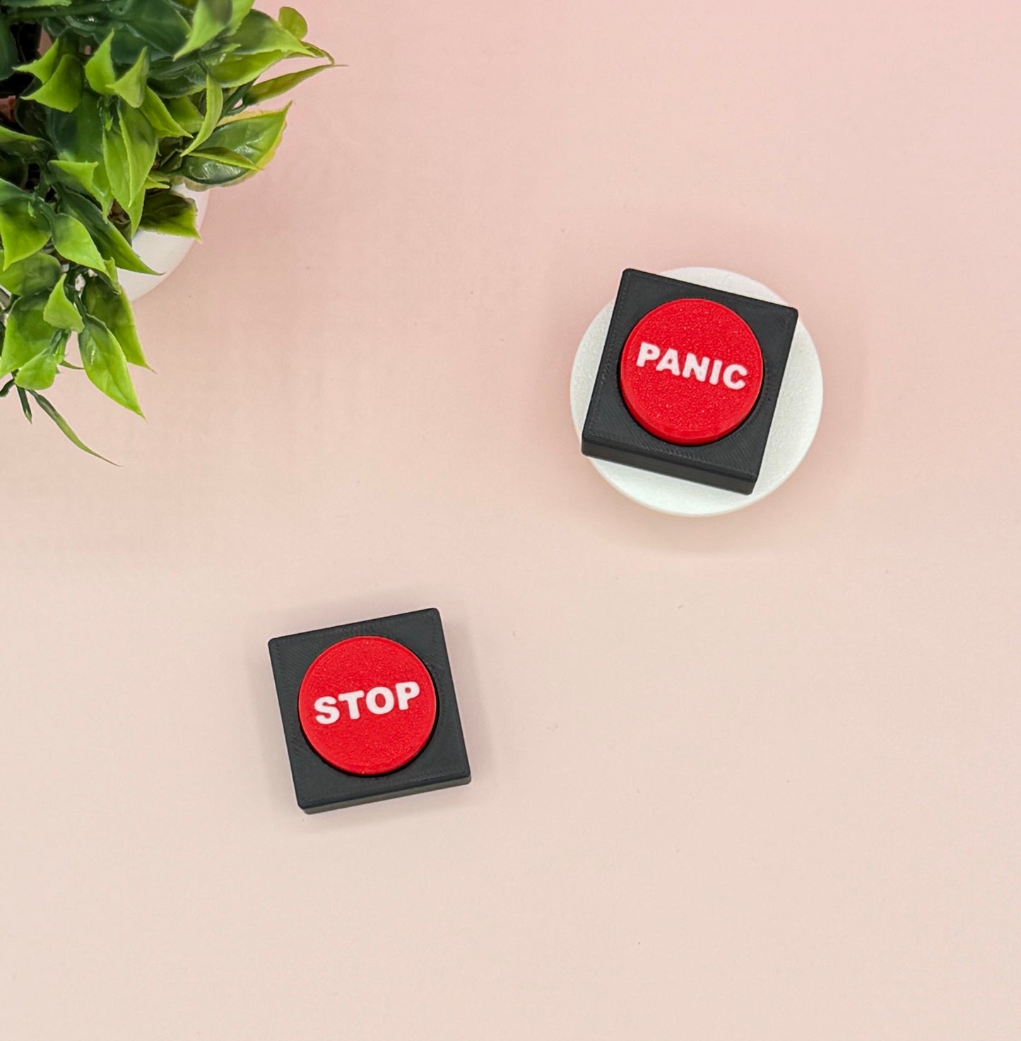 Red Button Panic Stop Fidget Clicker Novelty Collectible