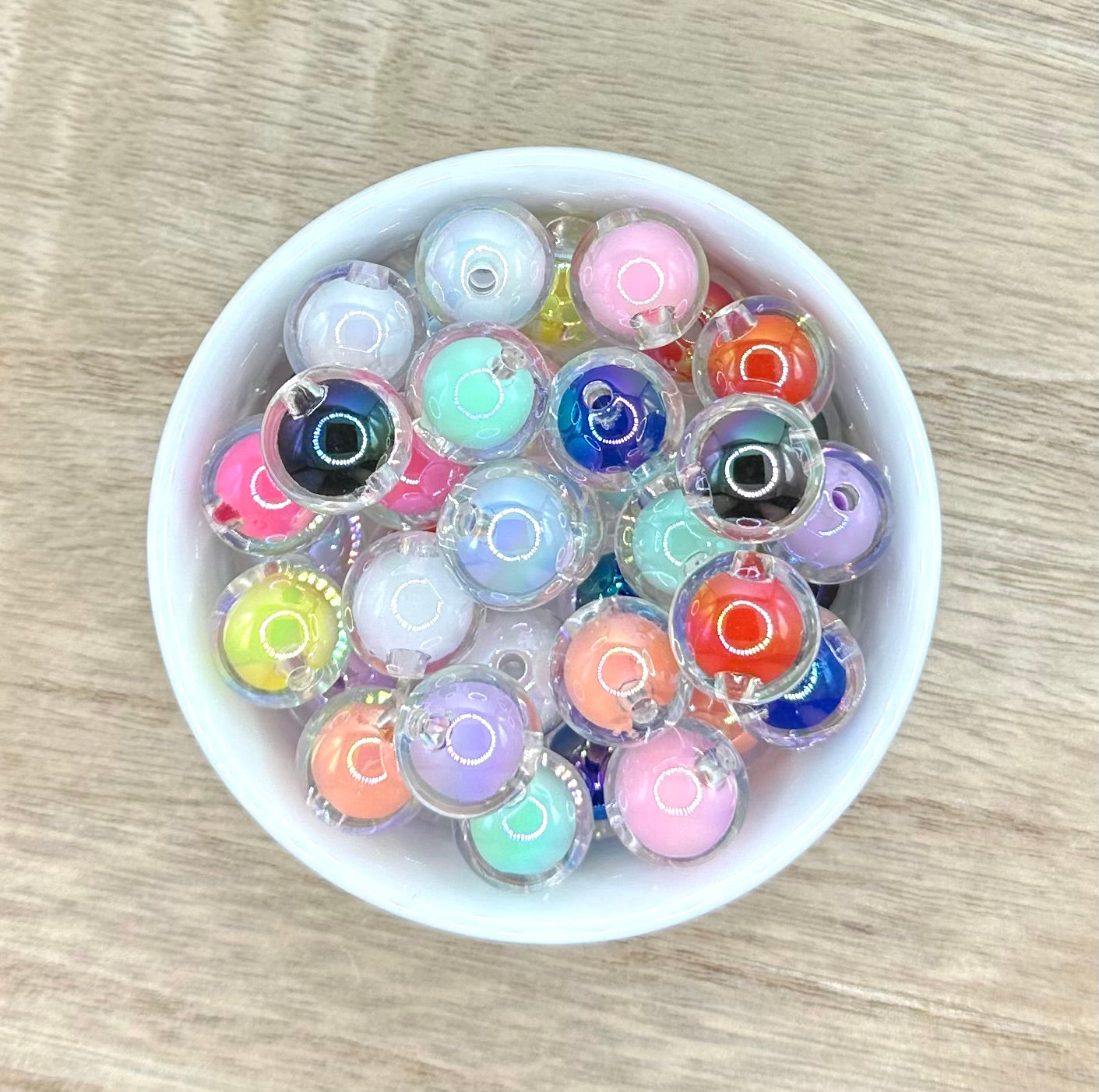 10pk | Bubble Mixed Colors UV | 16mm Round Printed Acrylic Beads