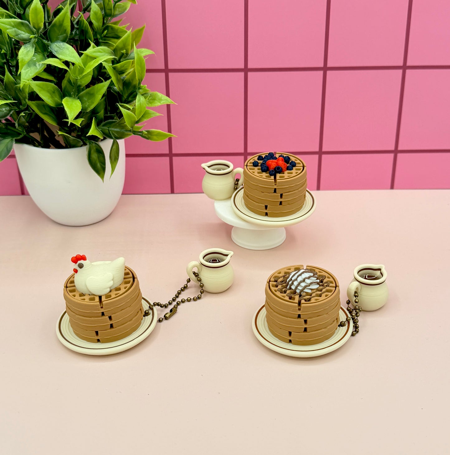 Waffle Stack Fidget Clicker Keychain