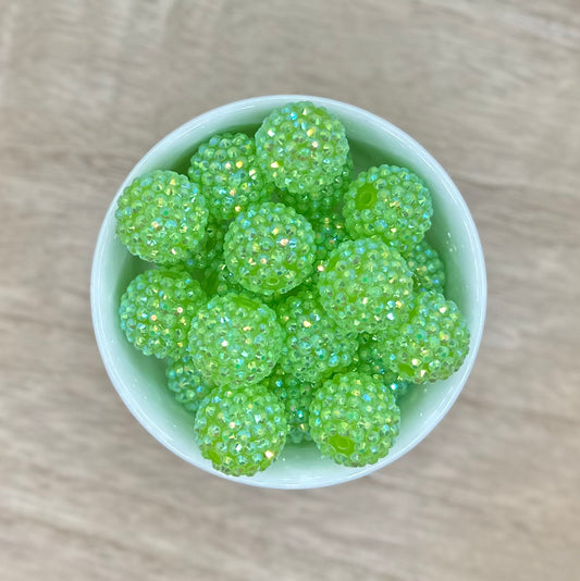 Lime Green 20mm Rhinestone Acrylic Beads