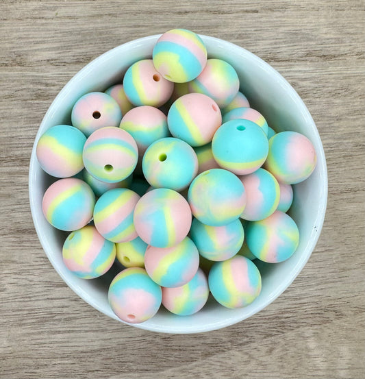Sherbet Round 15mm Silicone Beads