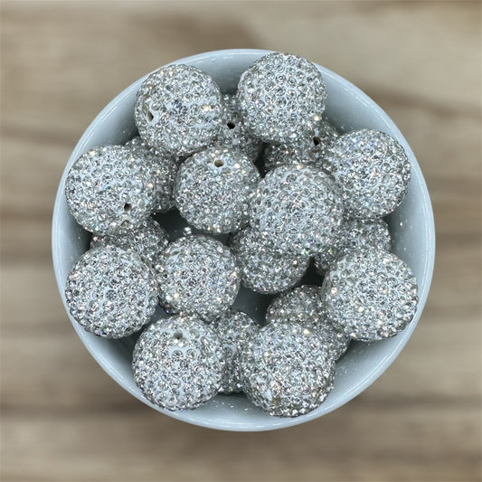 Silver Clay Rhinestones | 20mm Rhinestone Acrylic Beads