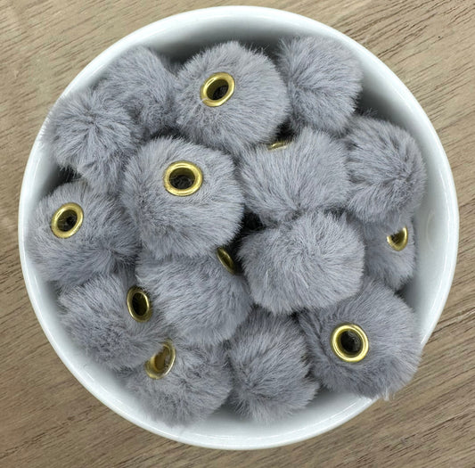 Grey Fuzzy Fur Pom Pom Spacers
