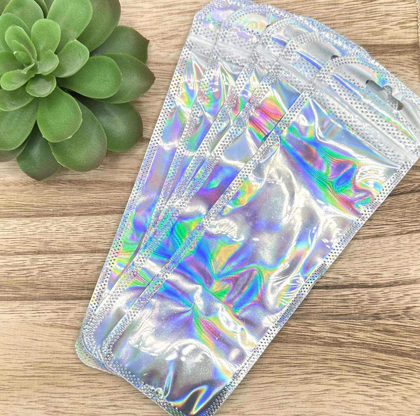 Holographic Zip Lock Pen Bags | Key Chain Display Bags | Pack of 10
