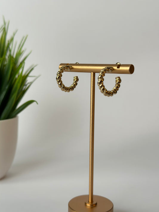 Twisted Hoop Earrings 24K Gold Plated