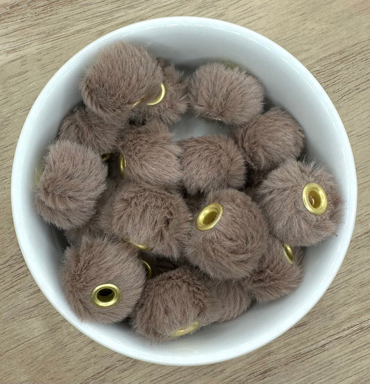 Brown Fuzzy Fur Pom Pom Spacers