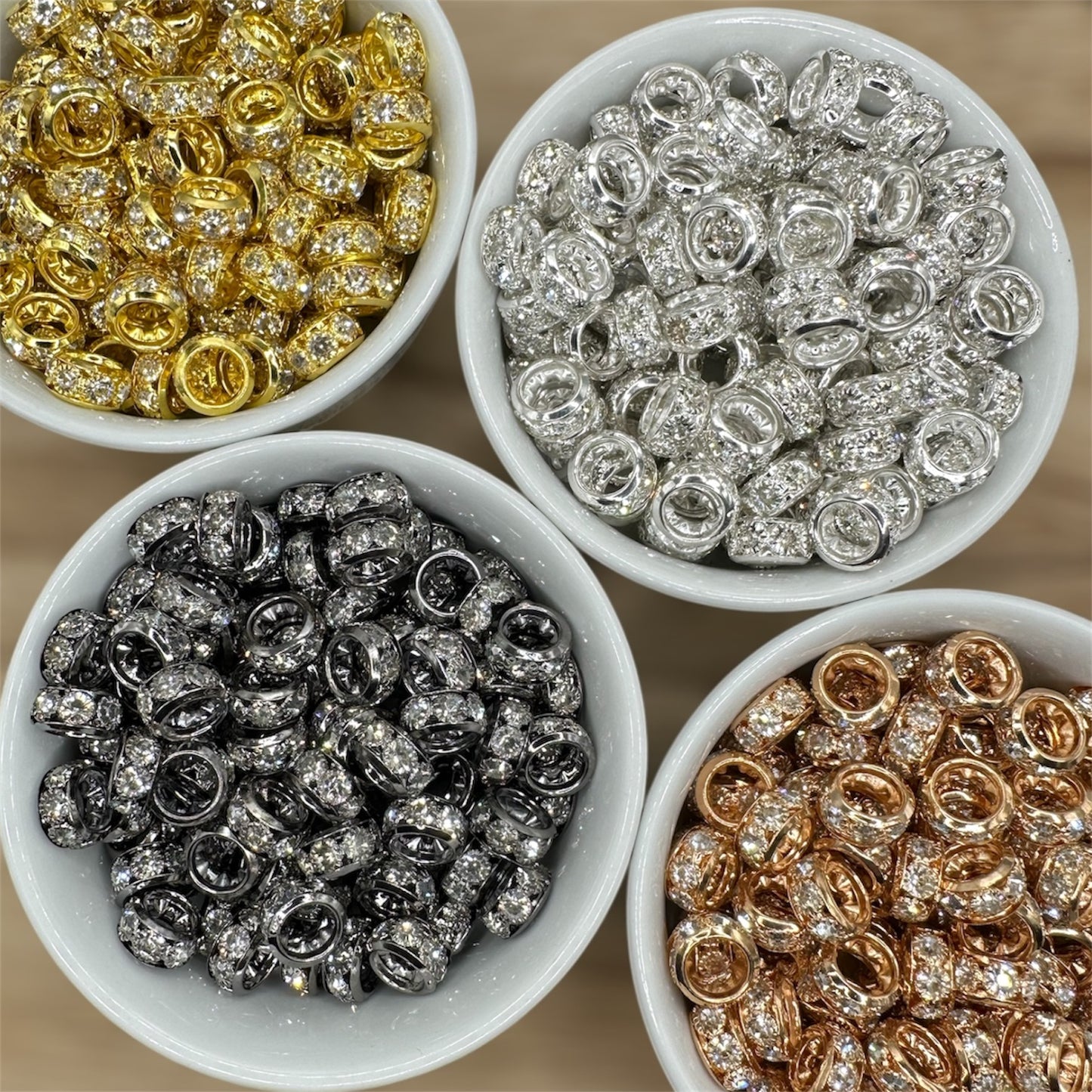 Chunky Large Hole Bling Rhinestone Spacers | 10 Pack