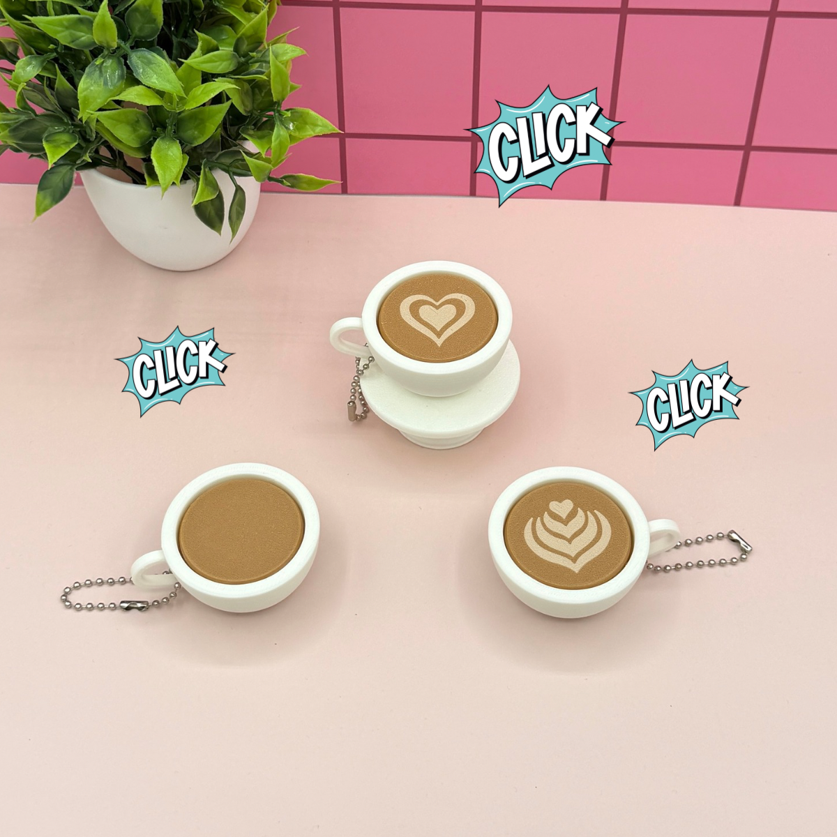 Latte Coffee Fidget Clicker Novelty Collectible