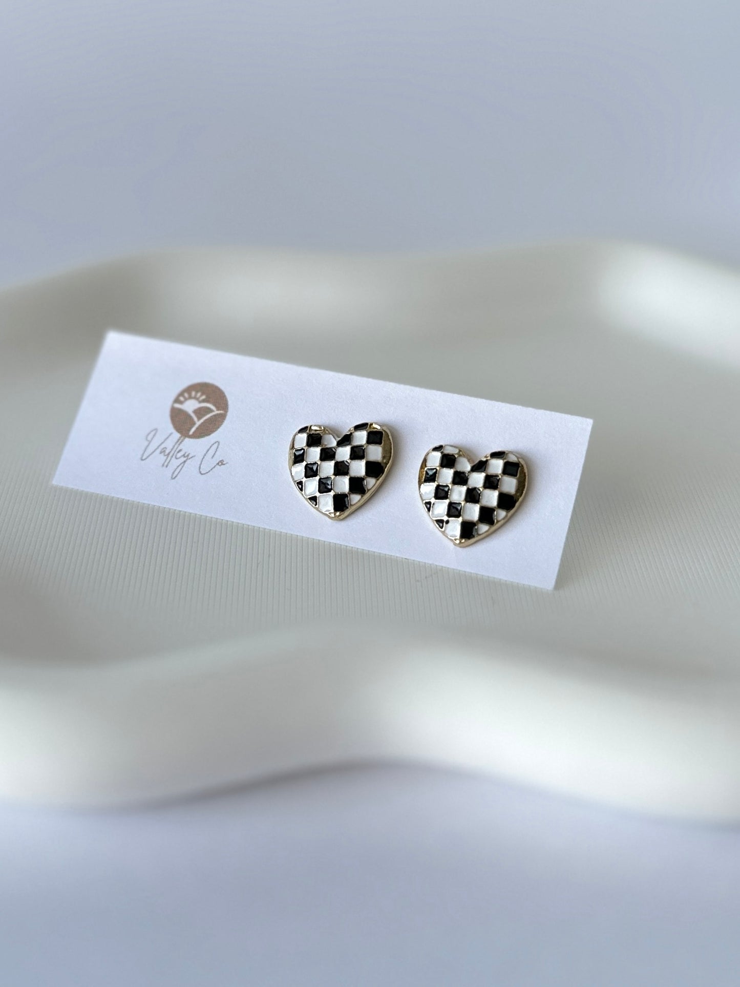 Checkered Hearts | Stud Earrings