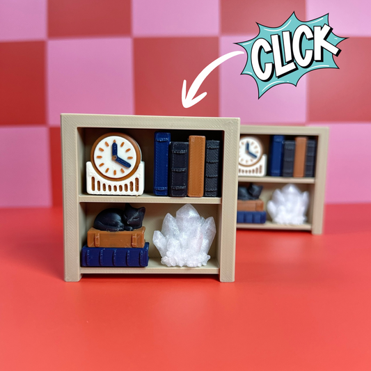 Black Cat Crystal Clock Book Shelf | Keyboard Fidget | Click Fidget | 3D Printed Clicker