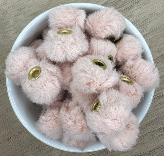 Blush Pink Fuzzy Fur Pom Pom Spacers