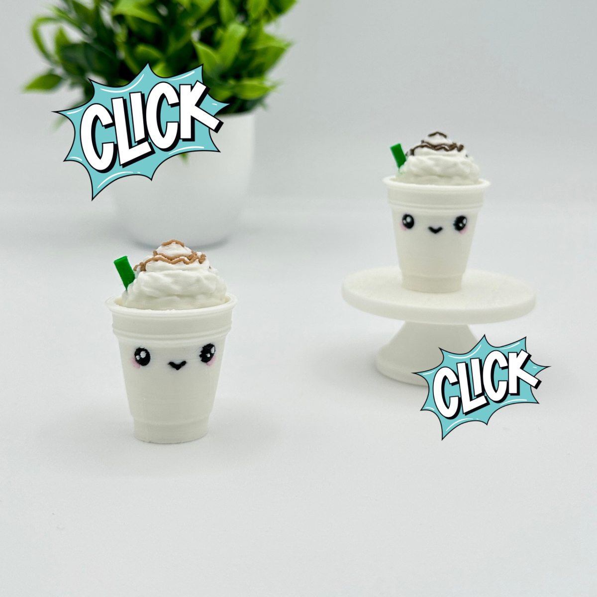 Frappe Coffee Clicker Keychain | Keyboard Fidget | Click Fidget | 3D Printed Clicker
