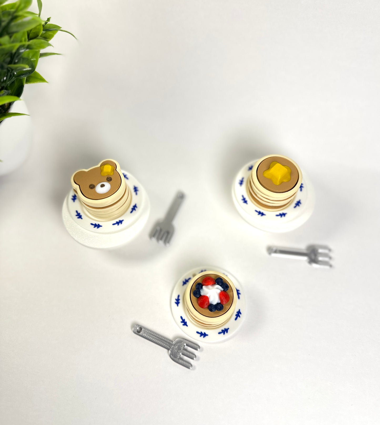 Pancake Stack with Fork Fidget Clicker Keychain