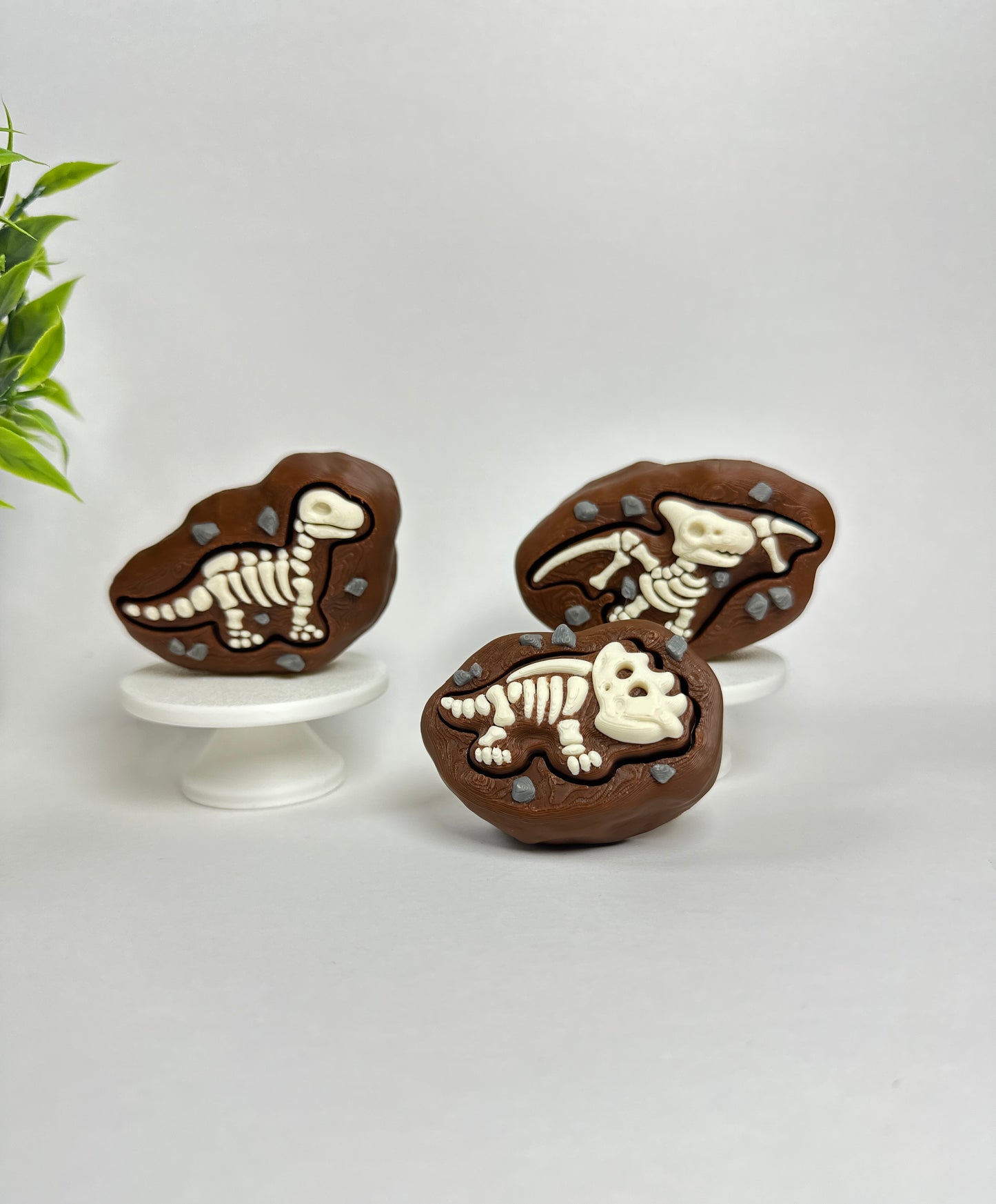 Dinosaur Fossil Fidget Clicker Keychain