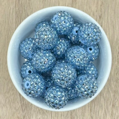 Baby Blue 20mm Clear Rhinestone Acrylic Beads