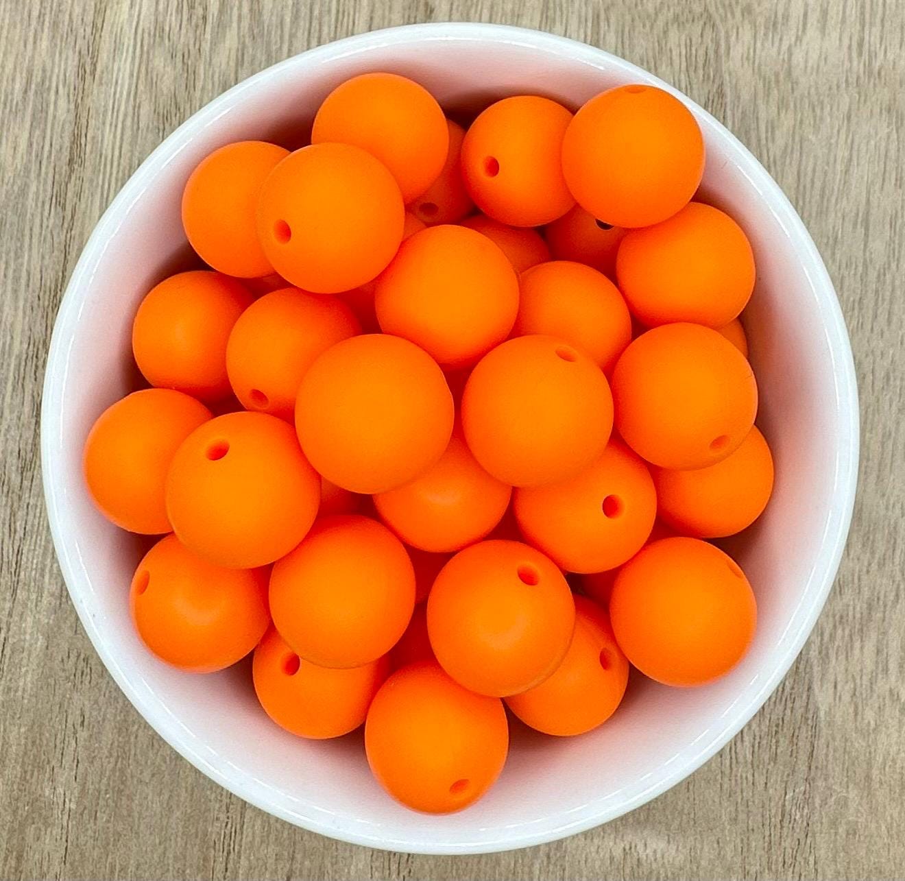 Bright Orange Solid 15mm Round Silicone Beads