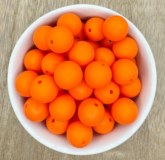 Bright Orange Solid 15mm Round Silicone Beads