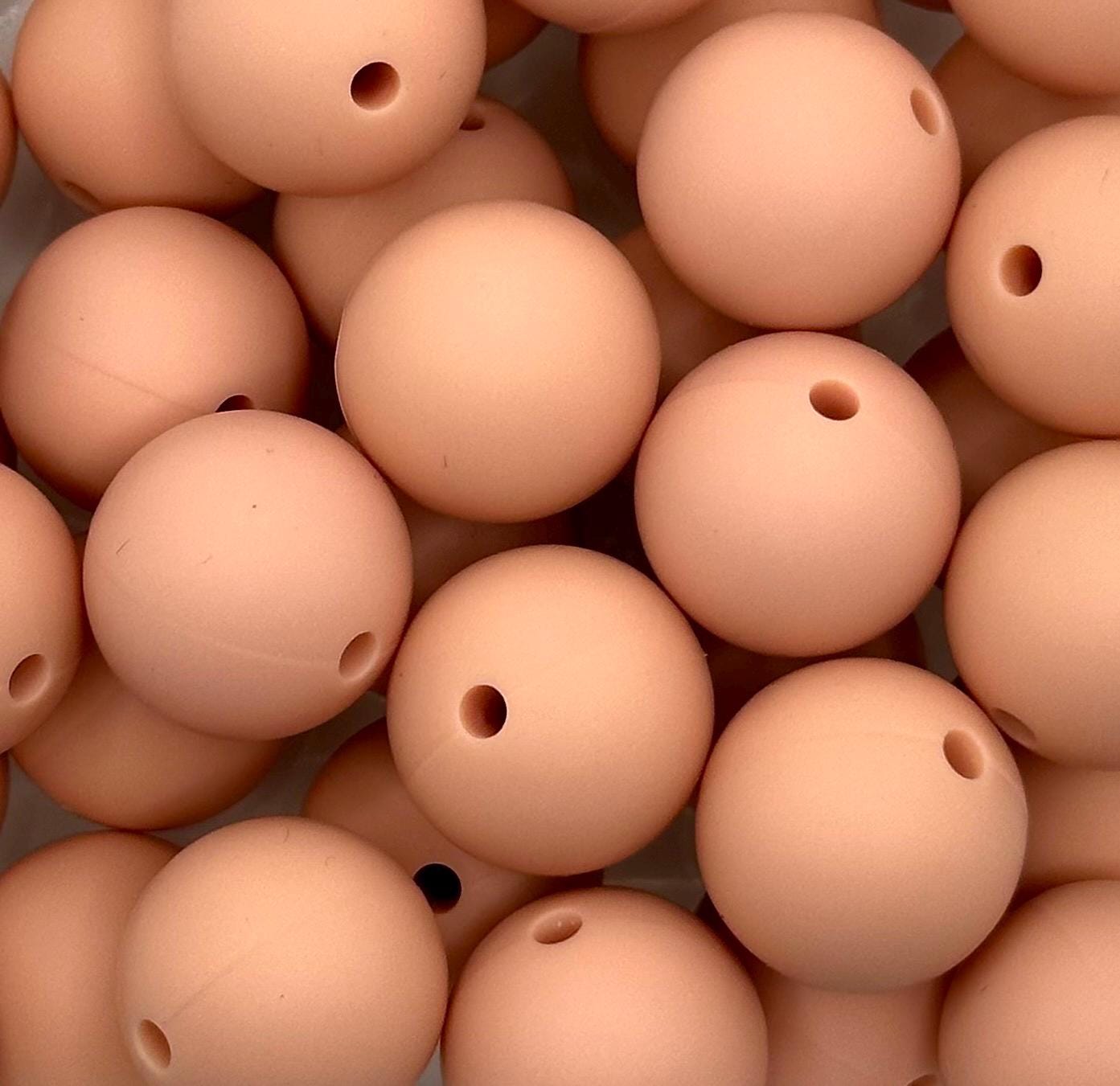 Pale Peach Solid 15mm Round Silicone Beads