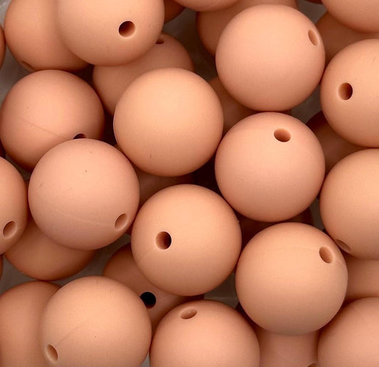 Pale Peach Solid 15mm Round Silicone Beads
