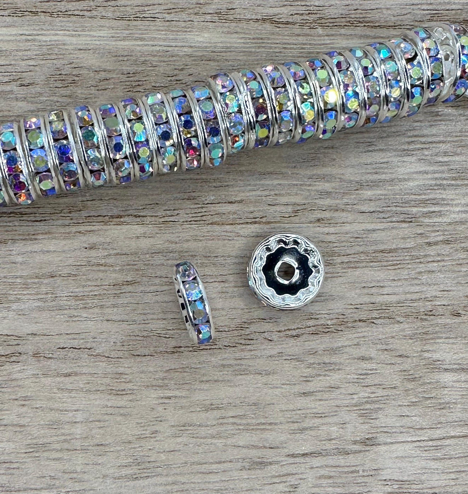 12mm AB Rhinestone Spacers