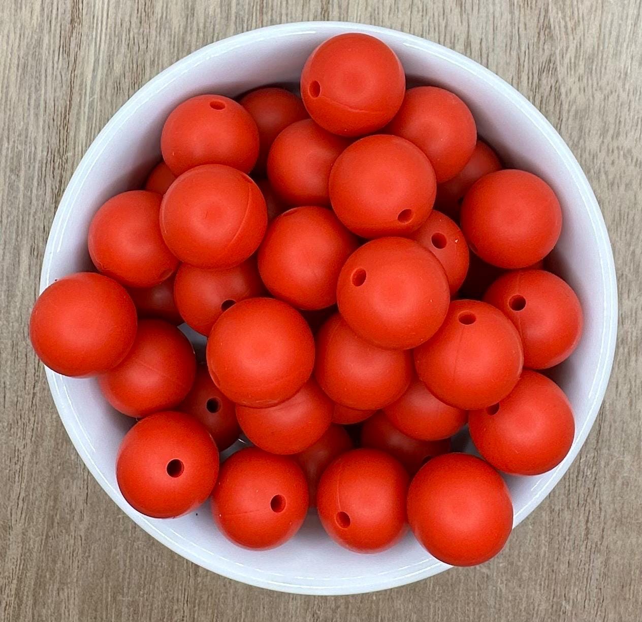 Classic Red Solid 15mm Round Silicone Beads