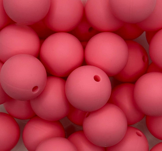 Peach Pink Solid 15mm Round Silicone Beads