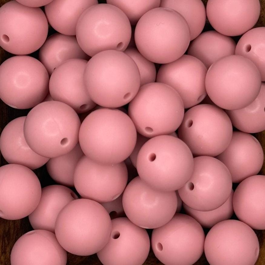 Pink Mauve Solid 15mm Round Silicone Beads